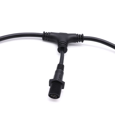 Siyah PVC T Tipi Su Geçirmez Konnektör M16 IP67 Kablo Kullanımı CCC Sertifikalı